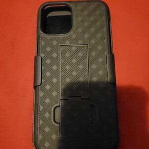NEW BLACK DURO COMBO CASE SHELL HOLSTER SKIN COVER IPHONE 12 CELL PHONE
